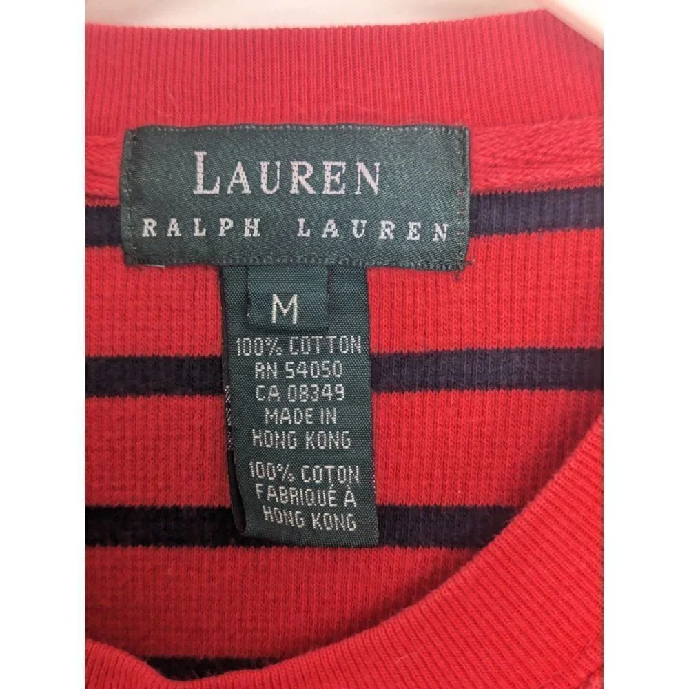 Lauren Ralph Lauren Red Striped Blue Long Sleeve Sweater Gold Crest Women's M - Picture 3 of 6